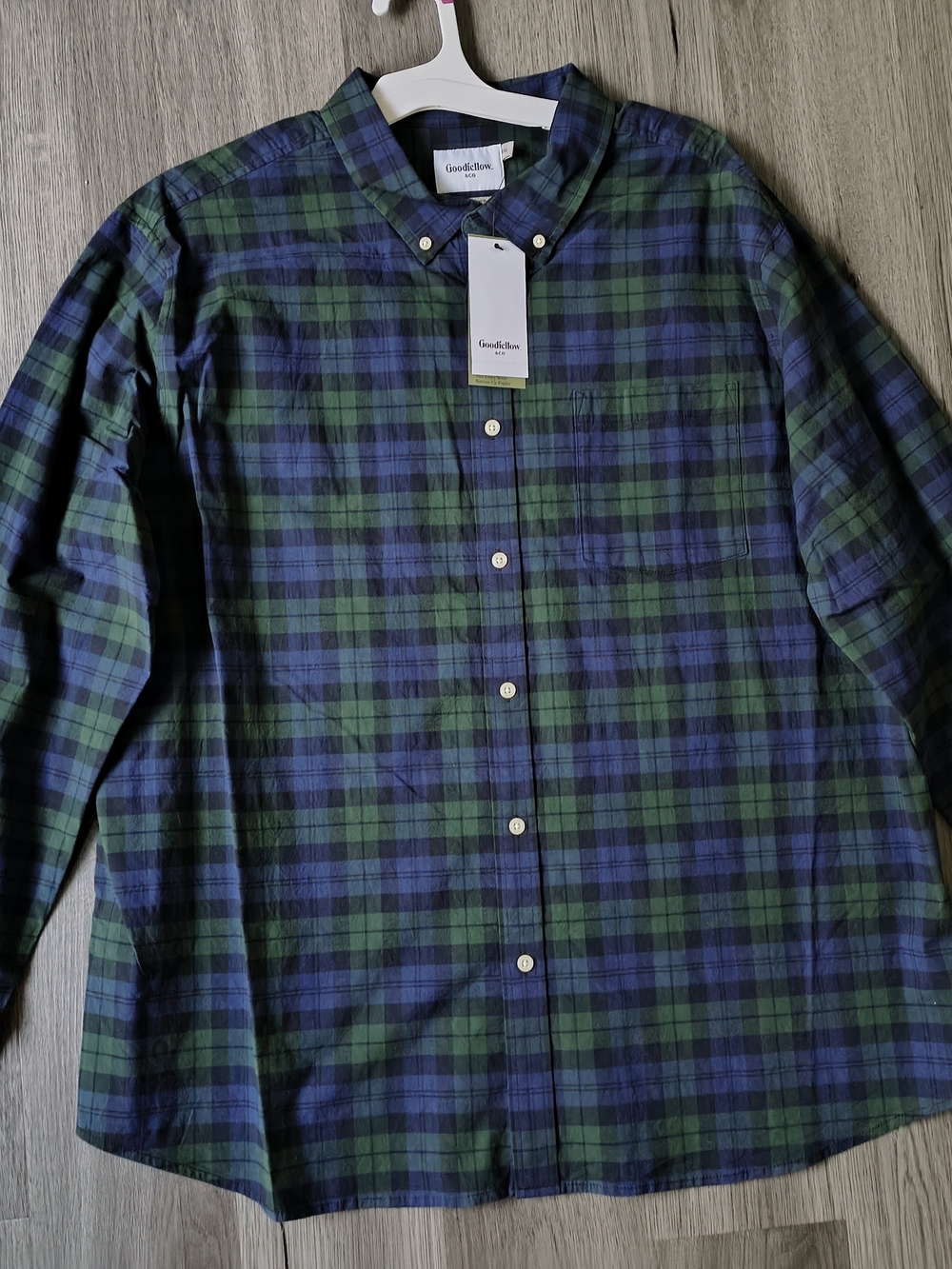 Goodfellow & Co Men’s Blue & Green Plaid Button-Down Shirt